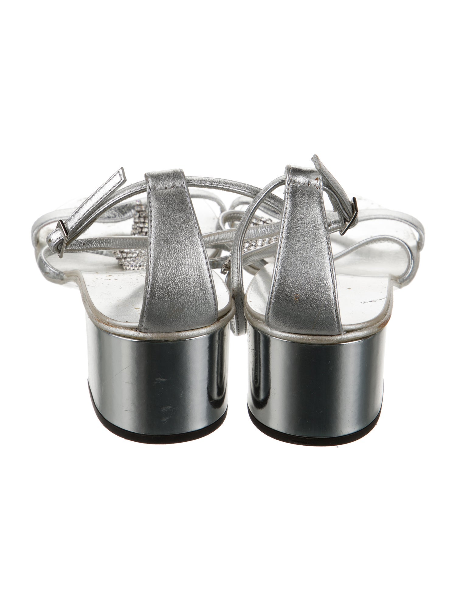 Giuseppe Zanotti Leather Crystal Embellishments T-Strap Sandals